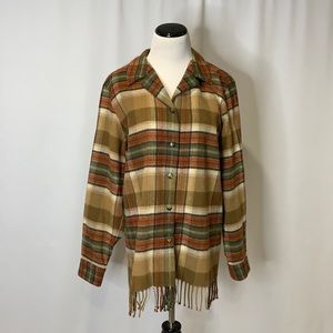 Easy Spirit Plaid Button Up Shirt Jacket Sweater